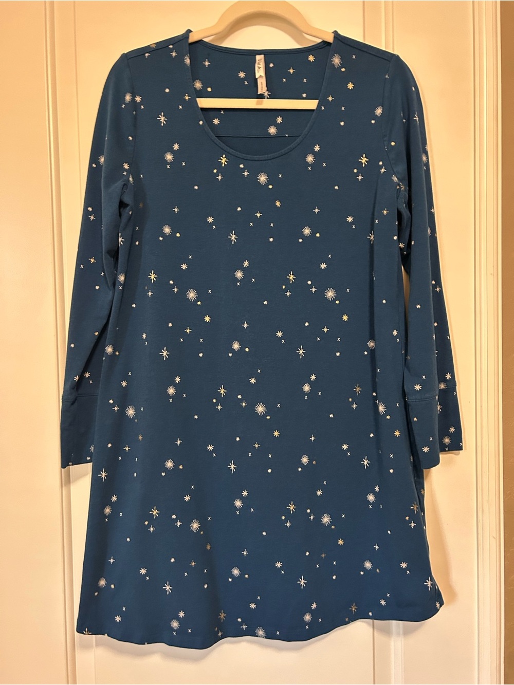 ✨☁️⭐️Soma Blue Starry Night Long-Sleeve Sleep Nightgown Dress ⭐️☁️✨